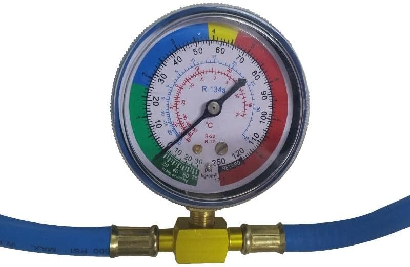 TOTMOX Durable R134A Auto 16,9 '' Kältemittel-Klimaanlagen-Füllschlauch mit Manometer, Gummi-Hochdru