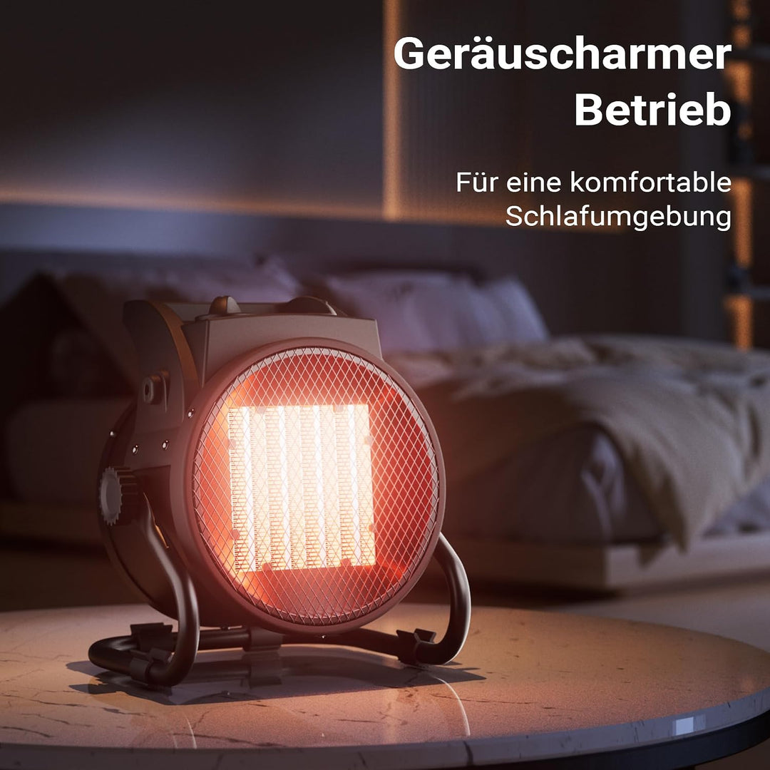 Wiltec Heizstrahler 2kW Keramik Heizgerät 2000W mit Thermostat 30m² Heizlüfter 3 Leistungsstufen