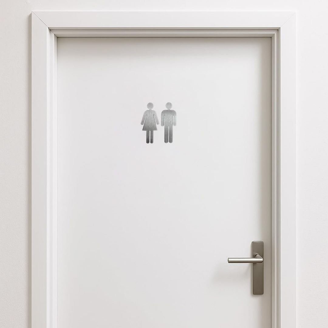 Türschild Set "Frau+Mann" Toilettenschild, je 1 Stk. MATT Edelstahl gebürstet - Höhe 11,5 cm