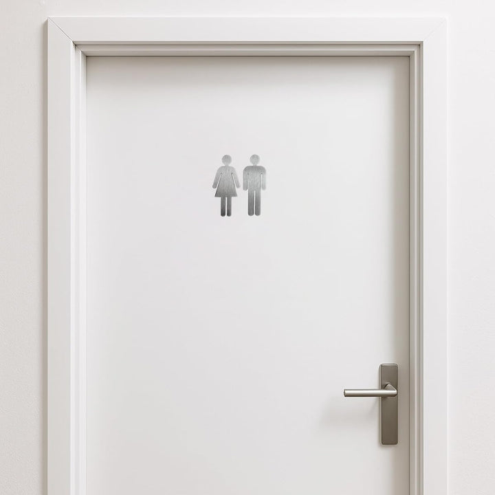 Türschild Set "Frau+Mann" Toilettenschild, je 1 Stk. MATT Edelstahl gebürstet - Höhe 11,5 cm