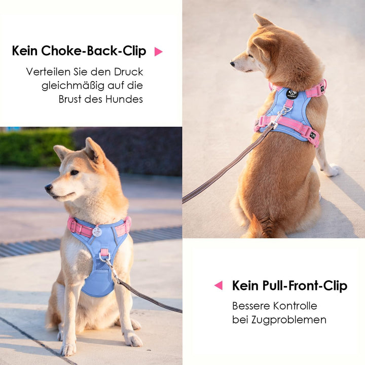 PHOEPET Anti-Zug Hundegeschirr- Reflektierendes Verstellbares Welpen-Sicherheitsgeschirr für kleine,
