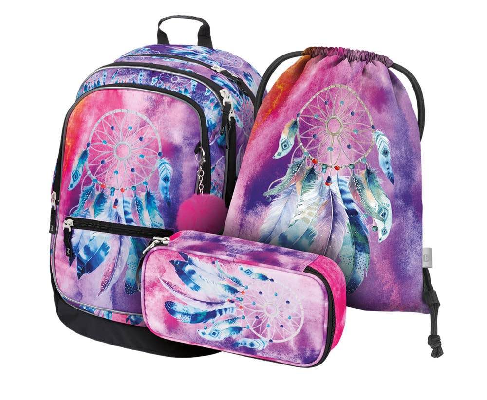 Baagl Schulrucksack Set 3 Teilig, Schultasche ab 3. Klasse, Grundschule Ranzen mit Brustgurt, Ergono