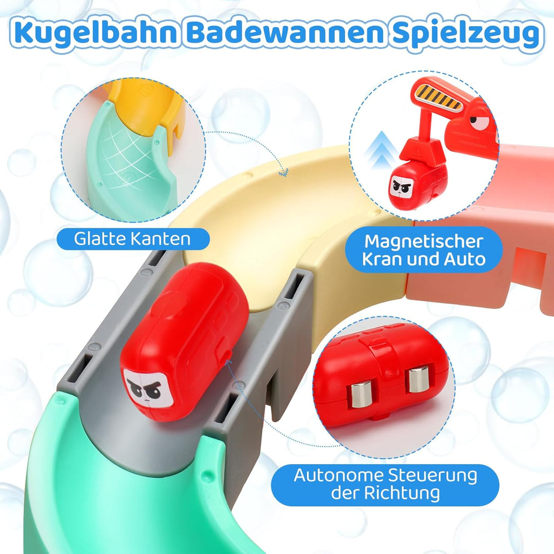 Badespielzeug ab 2 3 4 5 6 Jahre, DIY Kugelbahn Badewannenspielzeug 37 Stück, Wasserspielzeug Kinder