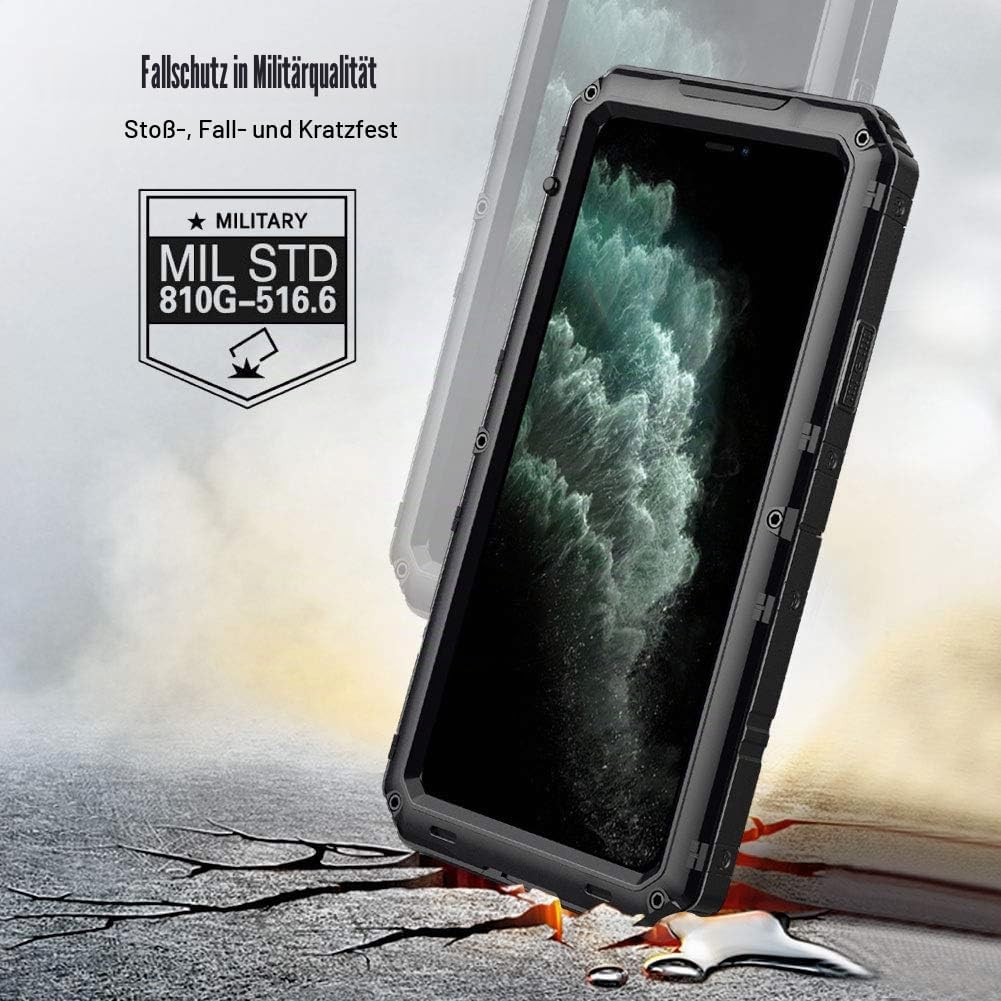 Beeasy für iPhone 11 Pro Max Hülle (6,5") Wasserdicht Outdoor, Stossfest Panzerhülle Militär 360 Gra
