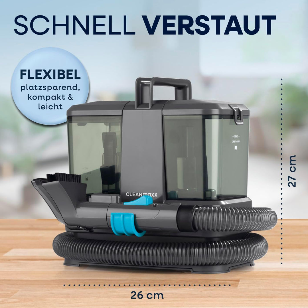 CLEANmaxx Polster- & Teppichreiniger Kompakt | 3-in-1 Waschsauger Gerät mit Doppeltank-System & Easy
