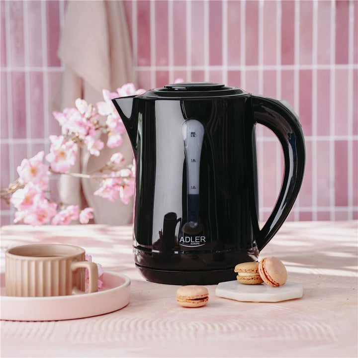 ADLER EUROPE AD 1244 Wasserkocher, 2,5 L Fassungsvermögen, 2200W, Automatische Abschaltung, Schwarz