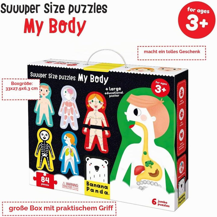 Banana Panda - Suuuper Size Puzzles My Body - Set mit 6 grossen Bodenpuzzles zum Lernen für Kinder a
