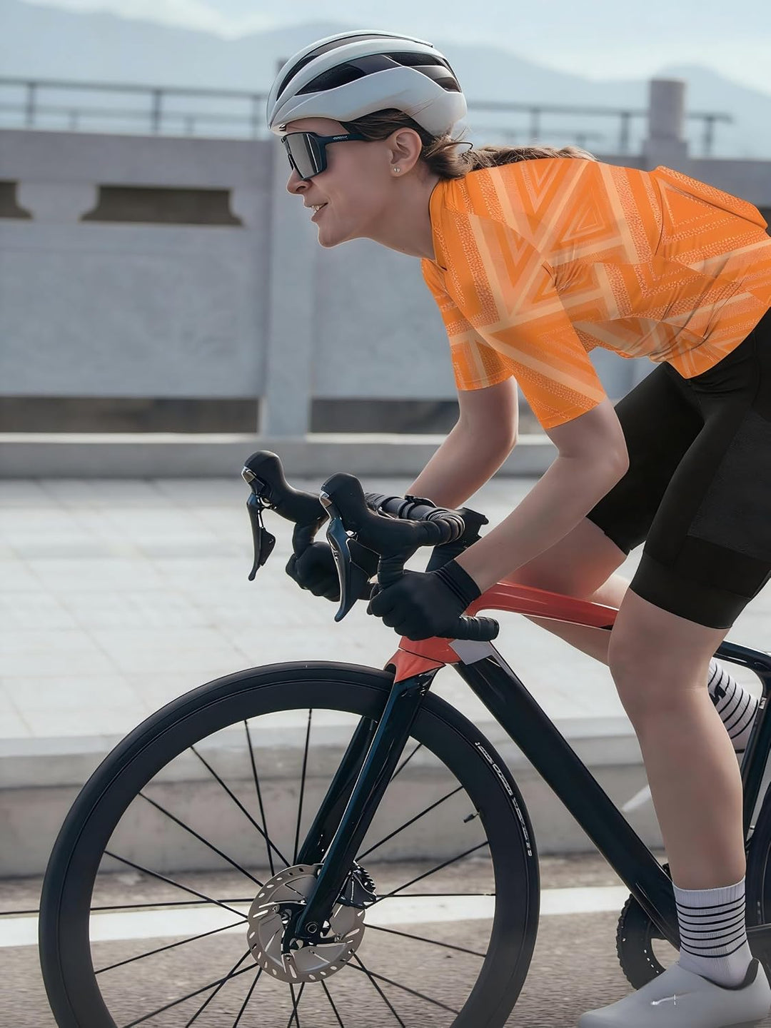 Wulibike Radtrikot Damen Langarm Fahrradtrikot Atmungsaktiv Rennrad Trikot mit 3 Rückentaschen 2-ora