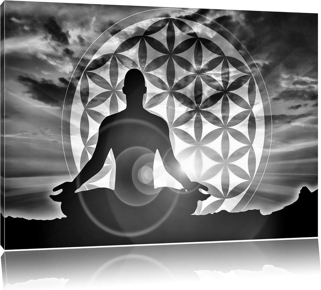 Pixxprint Mensch Blume des Lebens als Leinwandbild/Grösse: 100x70 cm/Wandbild/Kunstdruck/fertig besp