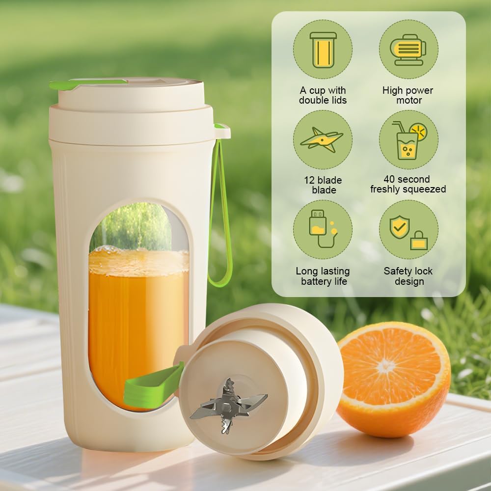 Tragbarer Mixer für Smoothie, 450ml Mixer Smoothie Maker To Go Mini Mixer to Go USB Aufladbarer Mini
