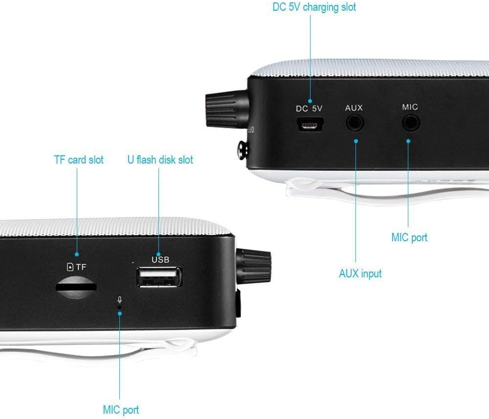SHIDU Sprachverstärker mit Mikrofon Headset, Mini Stimmverstärker tragbare Pa Lautsprecher System wi