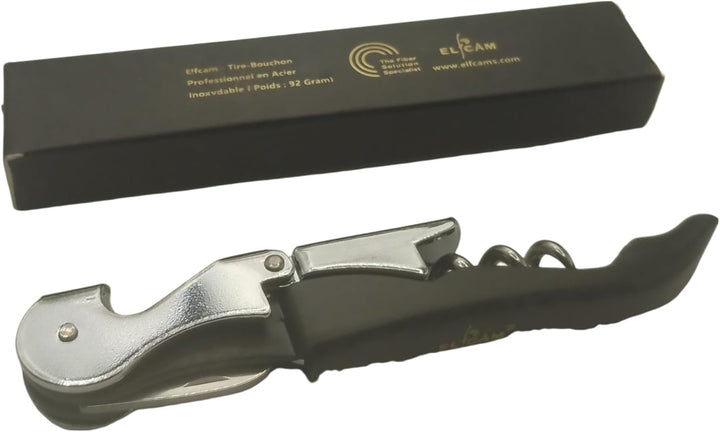 Elfcam® - 1 Stück Kellnermesser - 3-in-1 Funktion Profi Wein Korkenzieher und Flaschenöffner - Multi