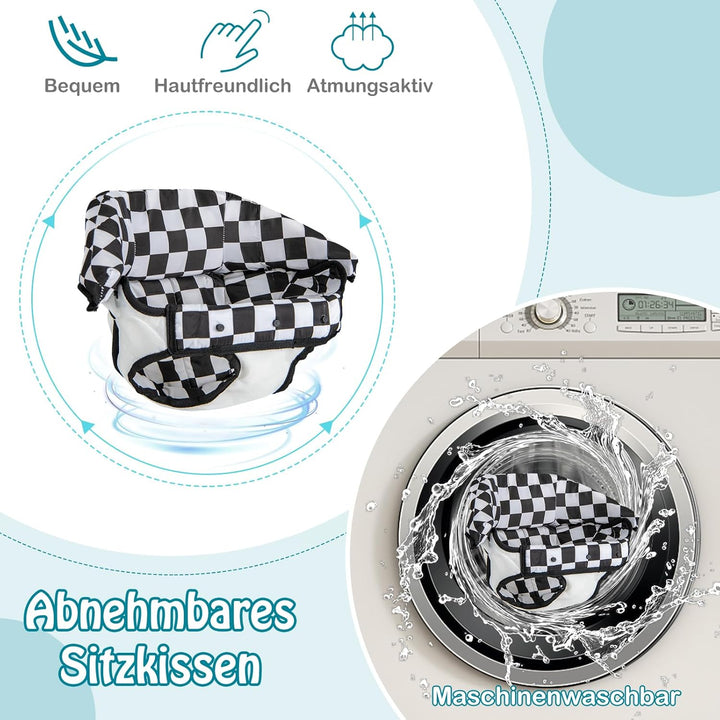 DREAMADE 6-in-1 Lauflernhilfe, Höhenverstellbar Baby Walker mit Musik & Abnehmbarem Sitz, Lauflernwa