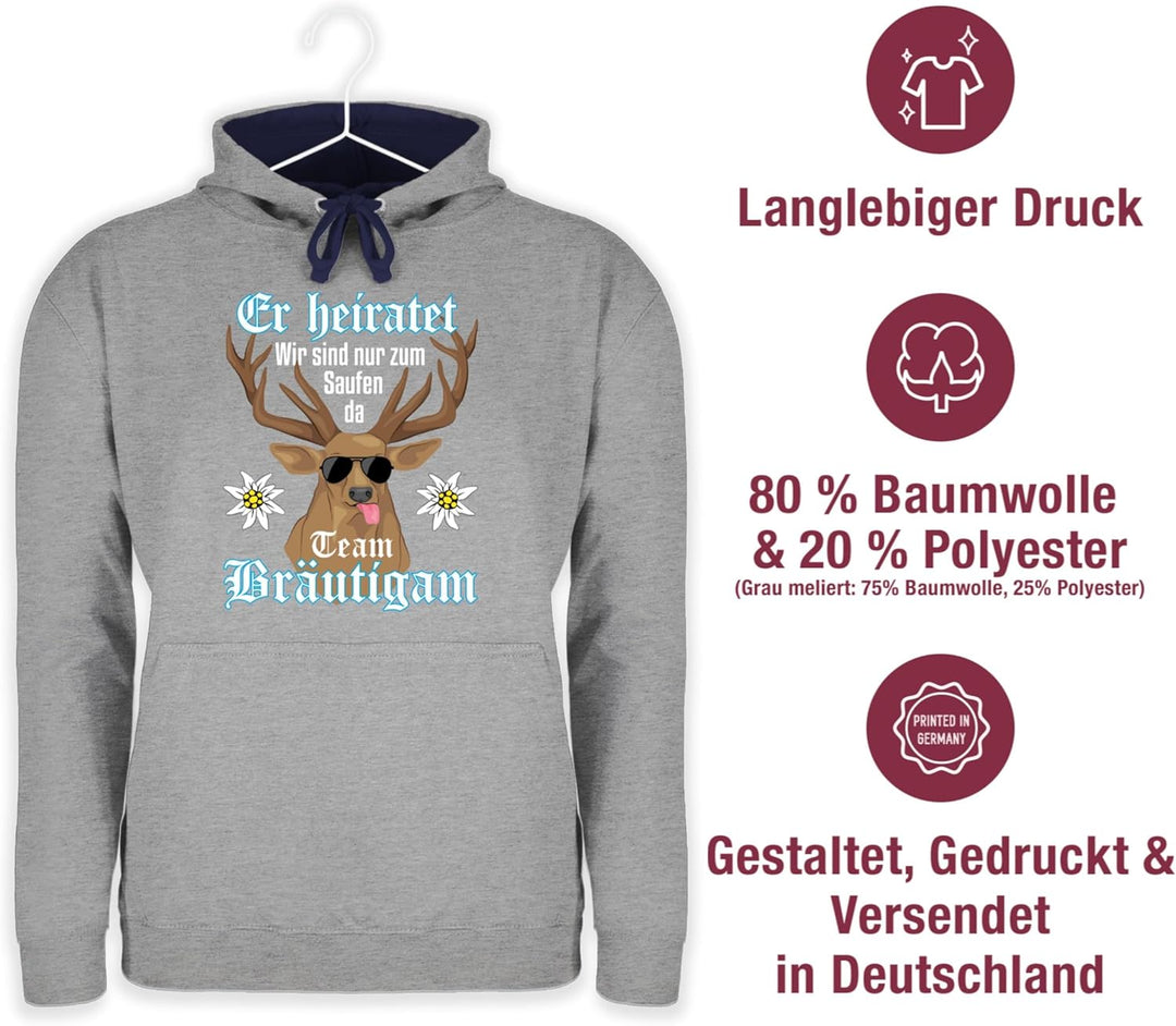 Shirtracer - Pullover Herren Frauen Hoodie Kontrast zweifarbig - JGA Junggesellenabschied Männer - T