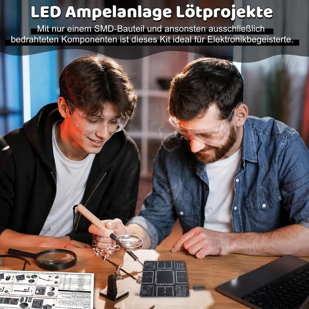 Verkehrsampel DIY Löt Bausatz, ElektoLoter LED Ampelanlage Lötprojekte mit Sound, STEM Ampel Elektro