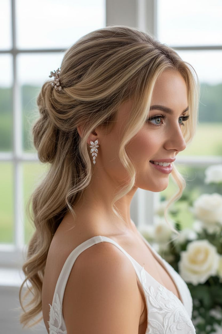 ONDEGO® ROSEGOLD Ohrringe Blatt Blätter Creolen Ohrstecker Brautschmuck Geschenk Weihnachtsgeschenk