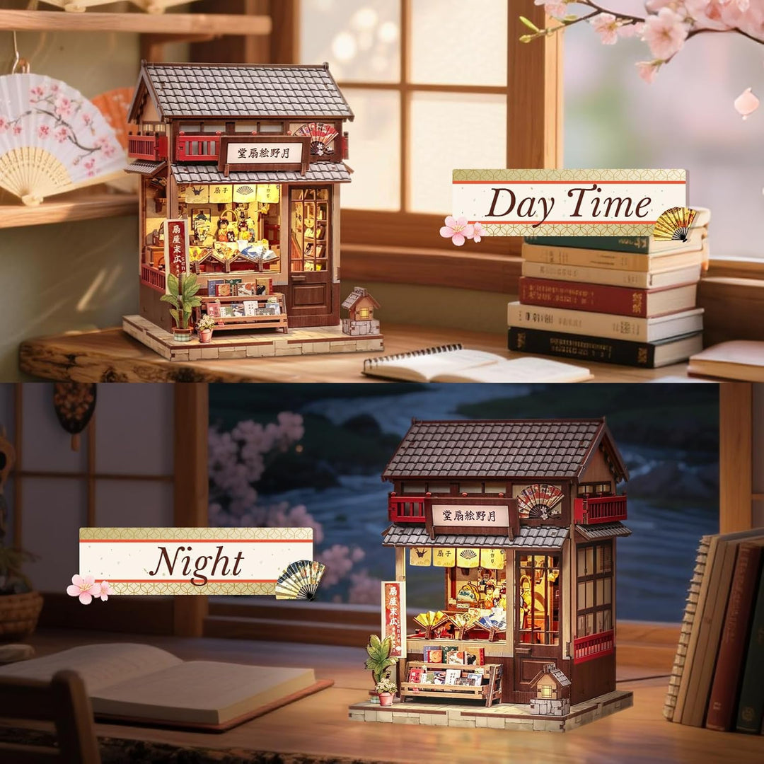 CUTEBEE Book Nook Kit für Erwachsene - DIY Miniatur Haus Japanischer Fächerladen, 3D Holzpuzzle zum