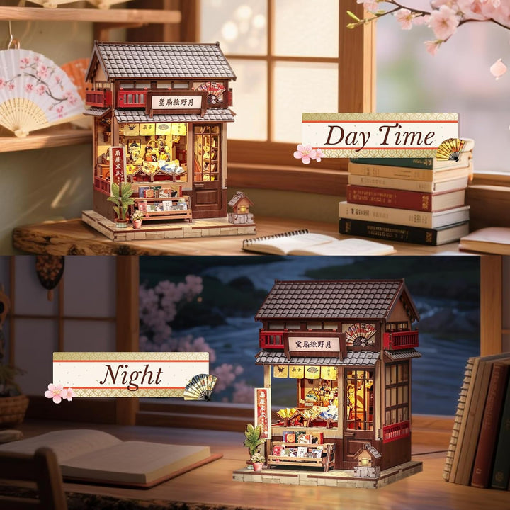 CUTEBEE Book Nook Kit für Erwachsene - DIY Miniatur Haus Japanischer Fächerladen, 3D Holzpuzzle zum