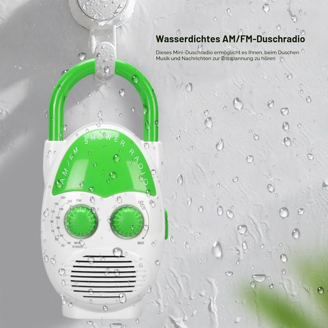 Duschradio, Wasserdacht Mini Tragbares AM FM Radio 500 MW Volumen Einstellbar, Badezimmer Radio für