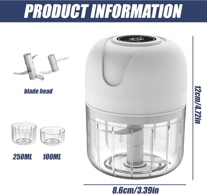 BAIFULAI Zerkleinerer Elektrisch Mini, Zwiebelschneider, 100ml& 250ml Becherkörper, Multizerkleinere