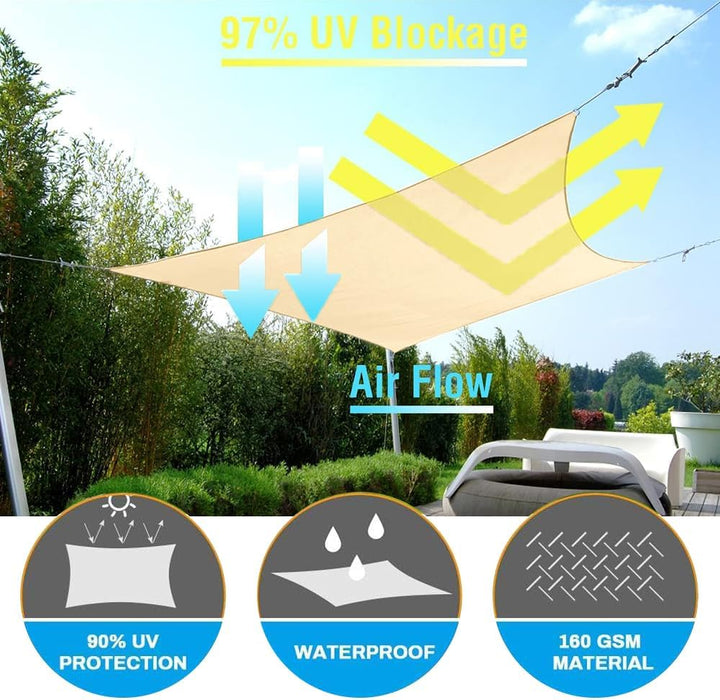 Sonnensegel 3x4m mit Befestigungs,Sonnensegel Rechteckig mit ösen,für Balkon UV Schutz Sonnenschutz