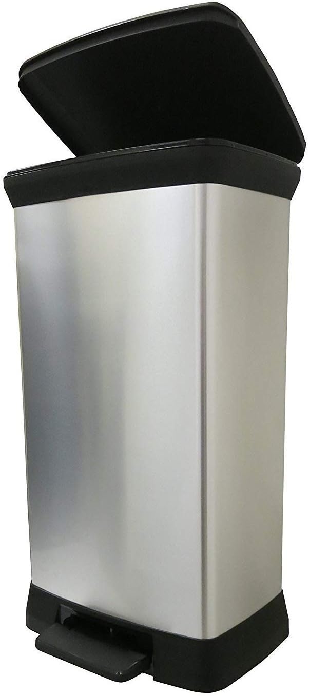 Curver Deco Bin Abfalleimer, Plastik, Silber Metallic, 39 x 29 x, Einzelbett