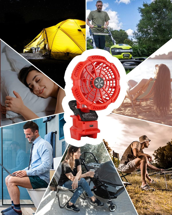 Tragbarer Clip-on-Ventilator für Milwaukee M18 Akku, 18v Leise akku ventilator mit 3 energieeffizien