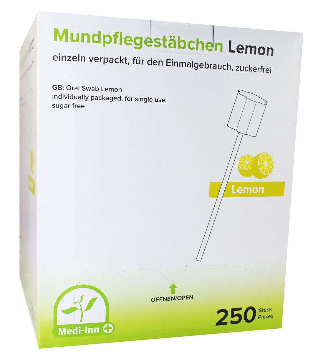 Medi-Inn Mundpflegestäbchen zuckerfrei zur Mundpflege (1 x 250 Stück, Geschmack Lemon) Lemon 250 Stü