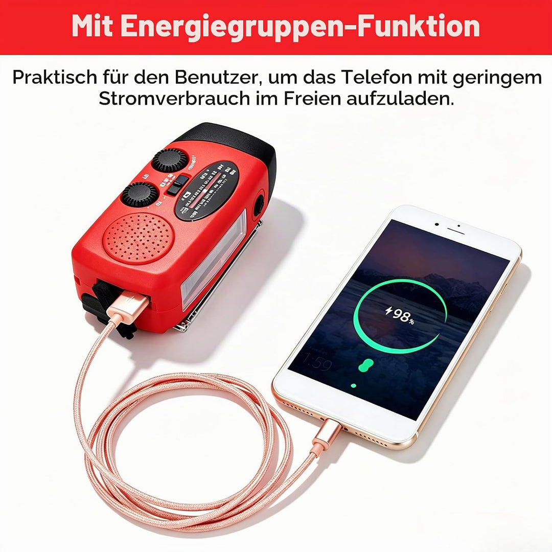 Notfall-Solarradio Solar Handkurbelradio AM/FM/NOAA Kurbelradio mit 1200mAh Akku Wiederaufladbare fü