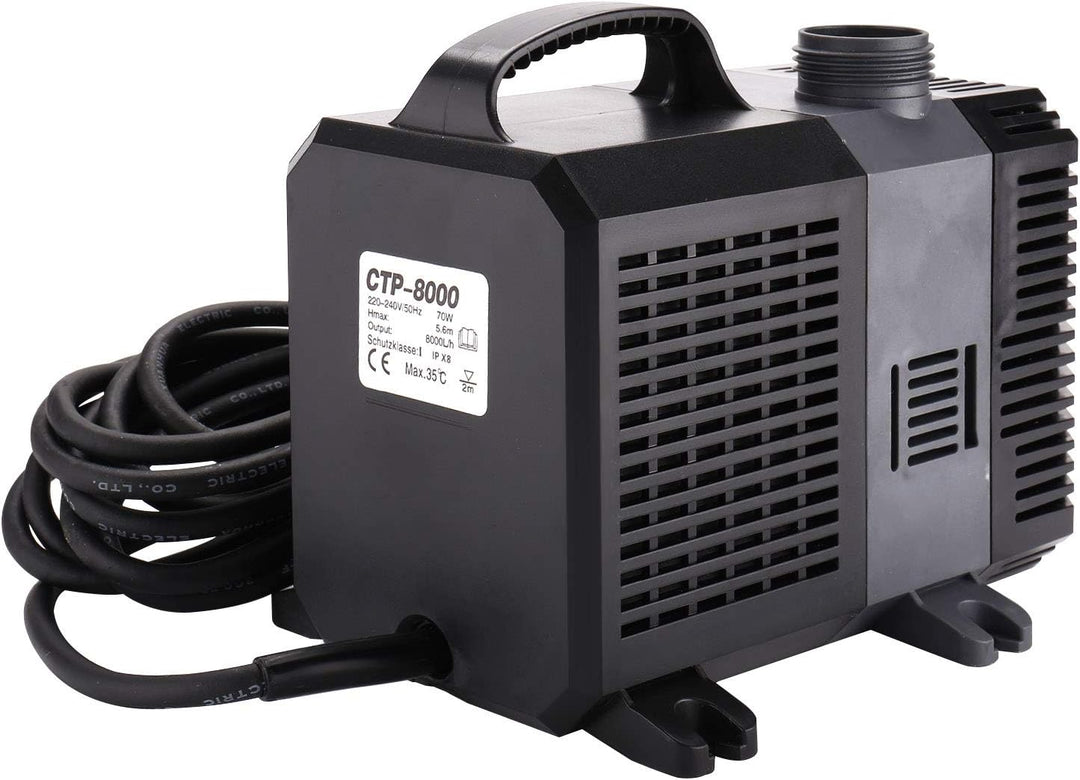 EXLECO Super Eco Teichpumpe Filterpumpe 8000L/H 70Watt Energiespar Wasserpumpe Koiteich Bachlaufpump