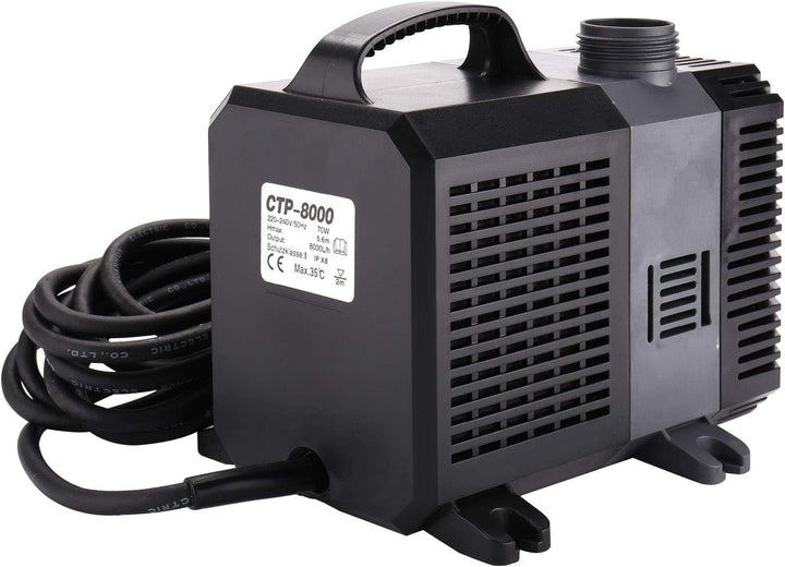EXLECO Super Eco Teichpumpe Filterpumpe 8000L/H 70Watt Energiespar Wasserpumpe Koiteich Bachlaufpump