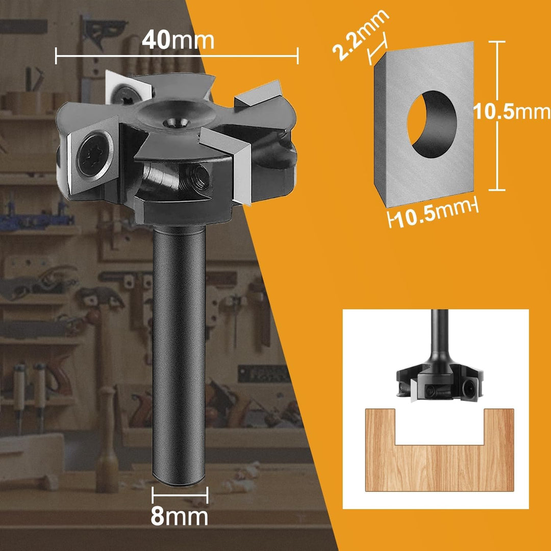 SpeTool 4 Flöten Planfräser holz für Oberfräse 40mm Schnittdurchmesser, 8mm Schaft Hobelfräser mit W