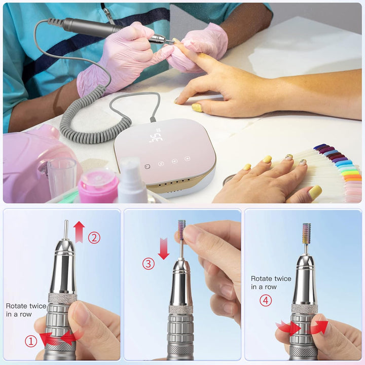 Madenia Bürstenlos Elektrische Nagelfräser 35000 U/min Professionell, Touch Profi Elektrische Nagelf