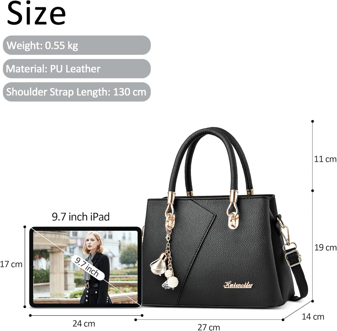 DORRISO Mode Handtasche Damen Elegant Tote Tasche mit Schickem Blumenanhänger Henkeltasche für Einka
