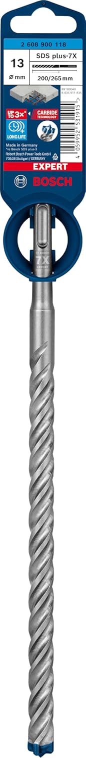 Bosch Professional 1x Expert SDS plus-7X Hammerbohrer (für Stahlbeton, Ø 13,00x265 mm, Zubehör Bohrh