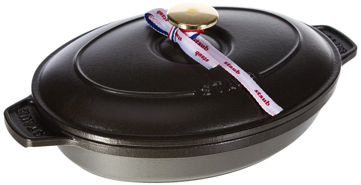 Staub 40509-582-0 Auflaufform, oval 23 x 17 cm, 1 L mit mattschwarzer Emaillierung im Inneren der Au