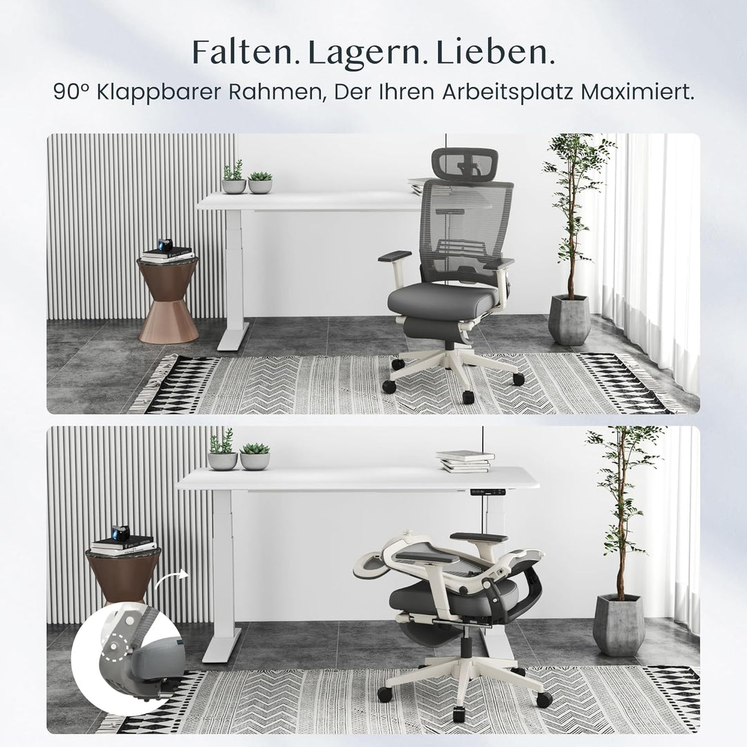 FLEXISPOT Ergonomischer Bürostuhl, Foldex, klappbarer Bürostuhl für Kleine Räume mit Lendenwirbelstü