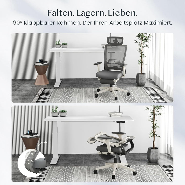 FLEXISPOT Ergonomischer Bürostuhl, Foldex, klappbarer Bürostuhl für Kleine Räume mit Lendenwirbelstü