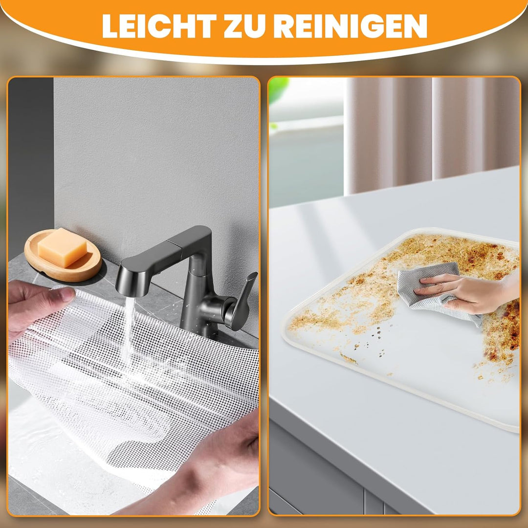 4er Silikon-Dörrfolie mit Rand, 4er Mesh Dörrfolie Silikon, Antihaftbeschichtete Dörrautomat Zubehör
