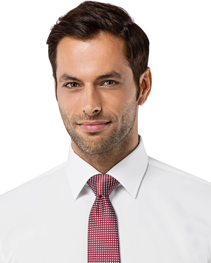 Vincenzo Boretti Herren Hemd bügelfrei 100% Baumwolle Slim-fit Uni-Farben 43-44 7-weiss, 43-44 7-wei