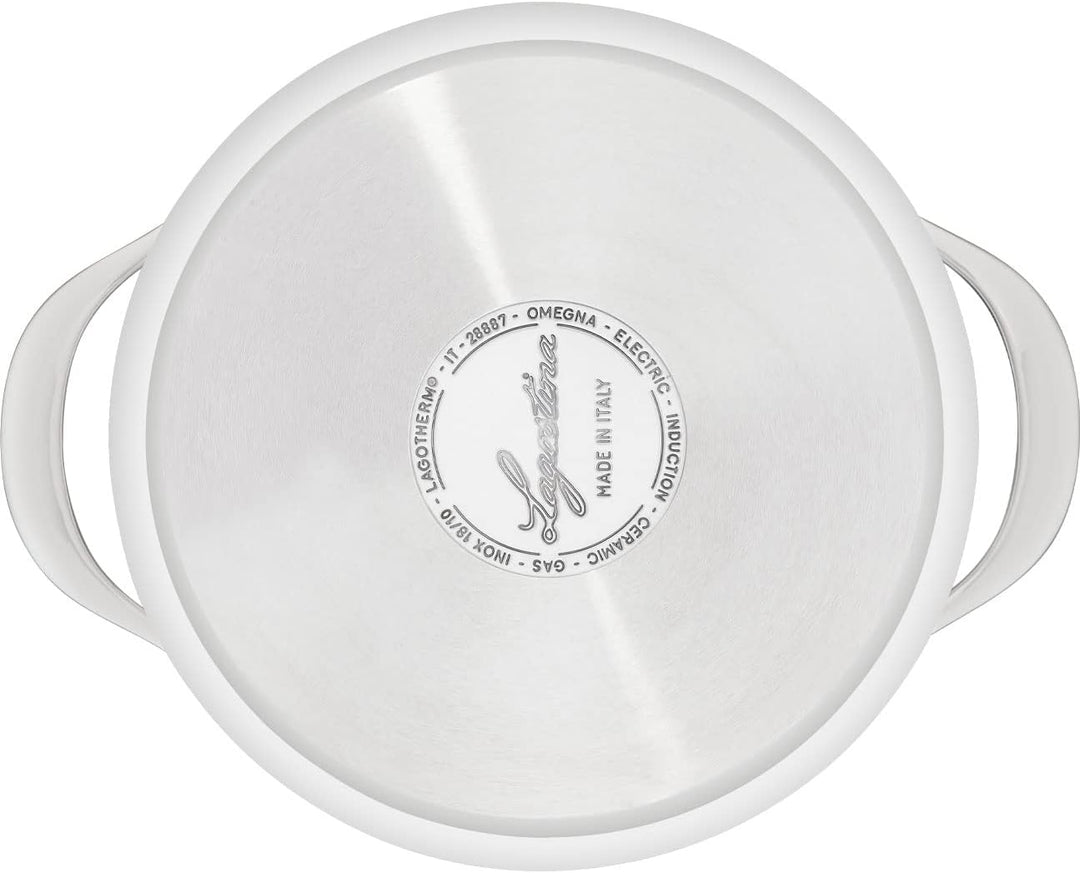 Lagostina Orchestra Kochtopf mit Deckel und zwei Griffen aus Edelstahl 18/10, Ø 20 cm, 3-lagiger Lag