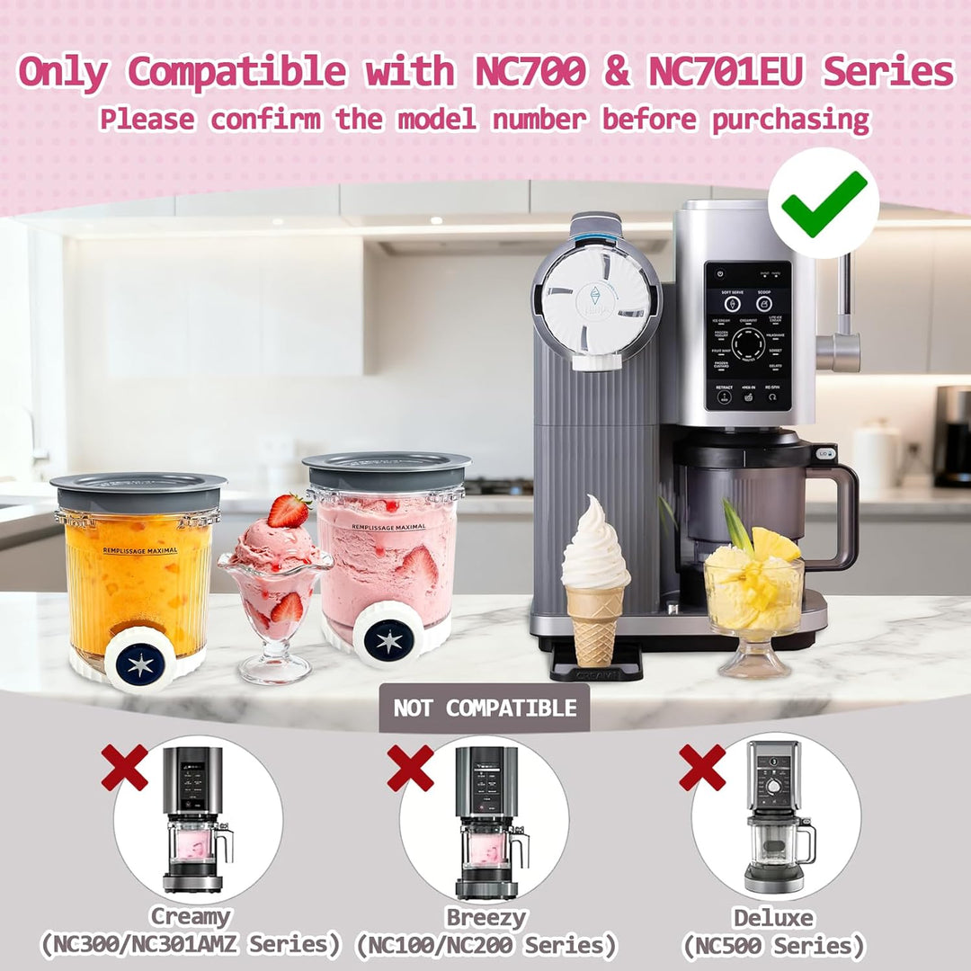 2 StüCk Behälter für Ninja Creami Swirl NC700 NC701EU Serie, 480 ML Eiscremebehälter Eismaschine Zub