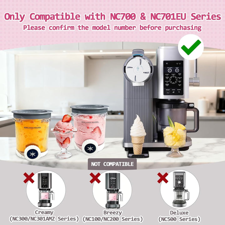 2 StüCk Behälter für Ninja Creami Swirl NC700 NC701EU Serie, 480 ML Eiscremebehälter Eismaschine Zub