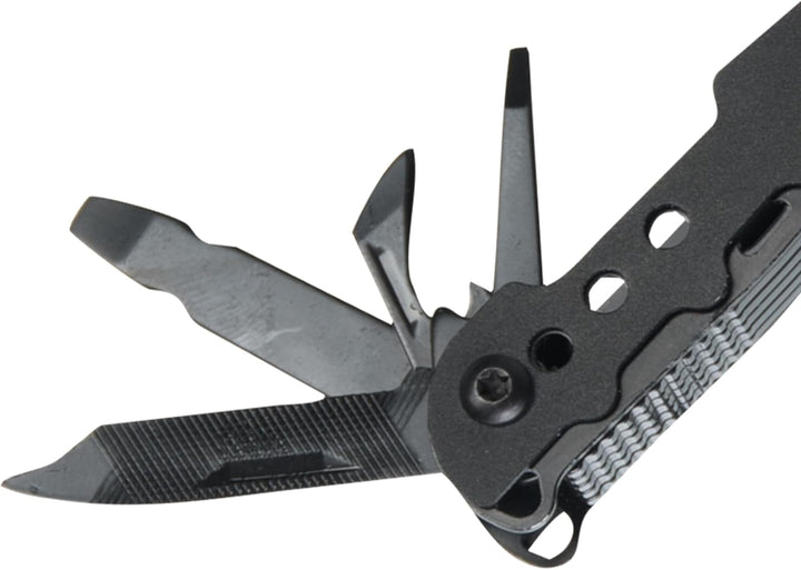Mil-Tec Multi Tool Schwarz mit Etui • Edelstahl Multifunktionswerkzeug • Taschenwerkzeug mit Zange,