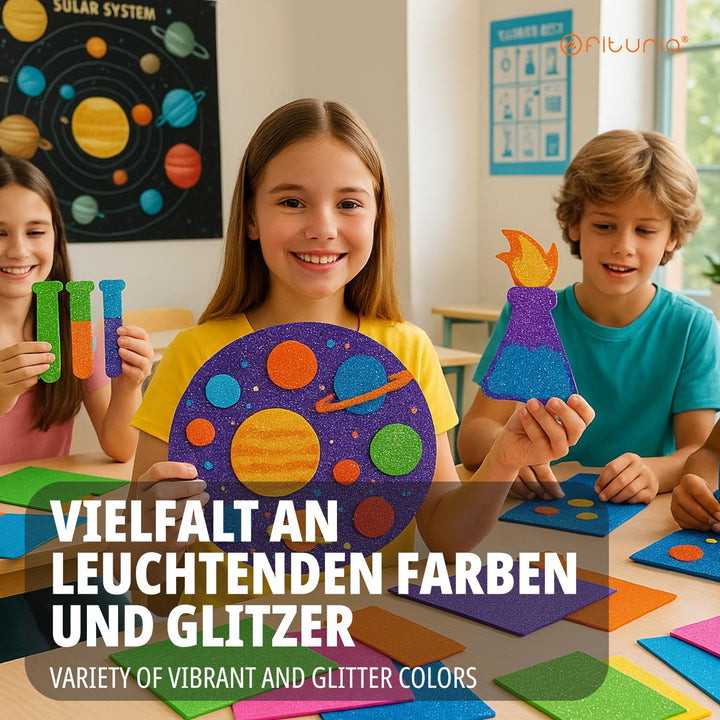 OFITURIA 100 Blatt Moosgummi Set, Bunte Farben, Format 20x30 cm – Ideal für Bastelprojekte, DIY, Sch