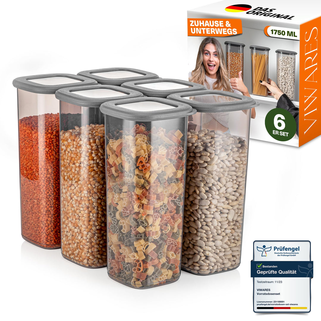 Viwares Vorratsdosen mit Deckel Luftdicht, 6er Vorratsbehälter Set BPA-Frei, Vorratsdose zur Müsli M