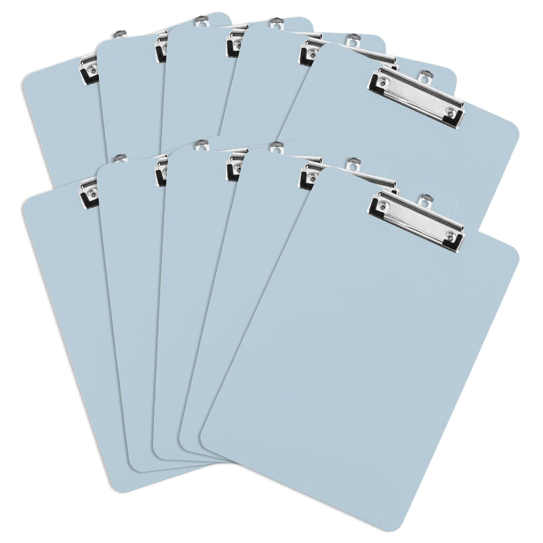 10 Stück Klemmbrett A4, Kunststoff Klemmbretter A4 in Hellblau 312 x 223 mm, Flache Clipboard mit Me