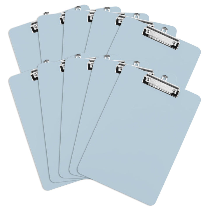 10 Stück Klemmbrett A4, Kunststoff Klemmbretter A4 in Hellblau 312 x 223 mm, Flache Clipboard mit Me