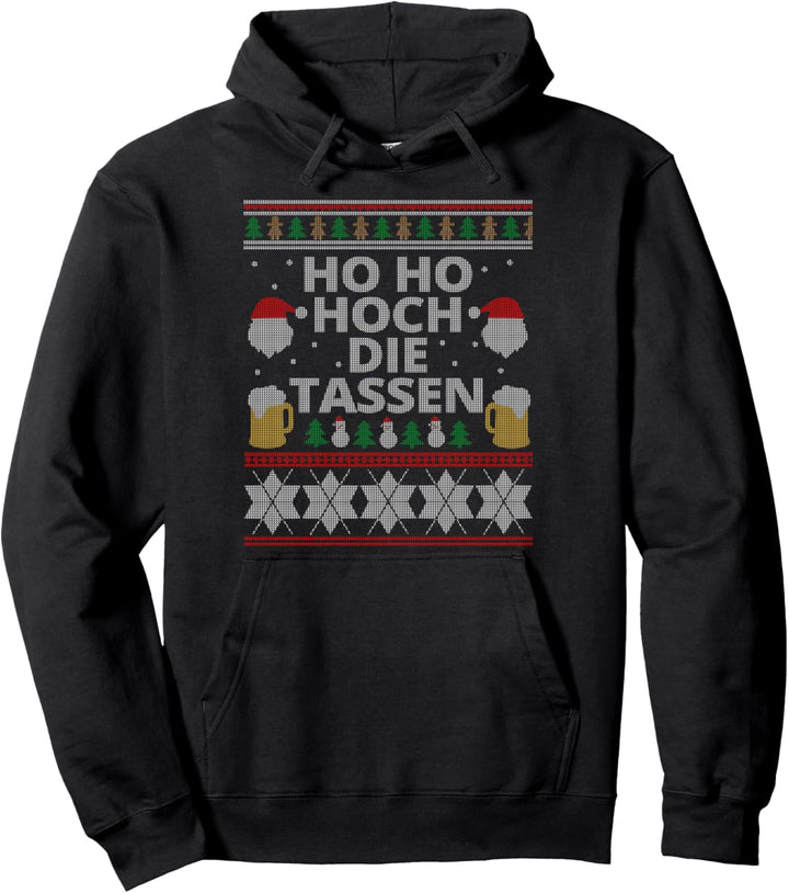 Ho Ho Hoch die Tassen Ugly Christmas Geschenk Bier Outfit Pullover Hoodie