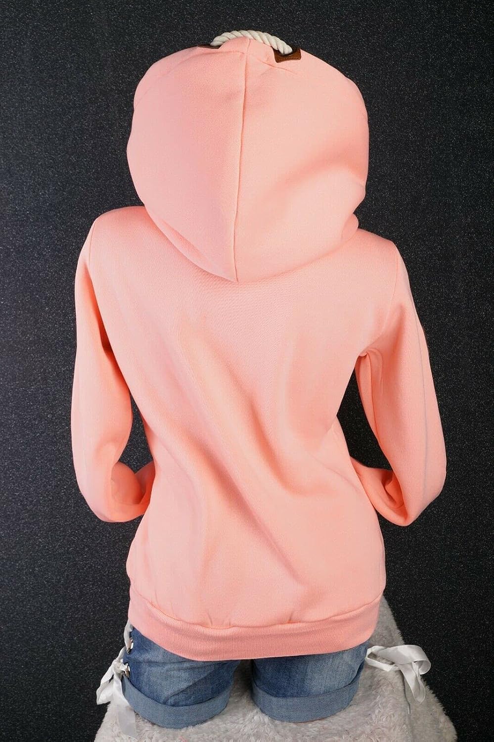 VIN TE Damen Sweat Jacke XXL Kapuze Hoodie Übergangsjacke Fleece gefüttert schräger Reissverschluss